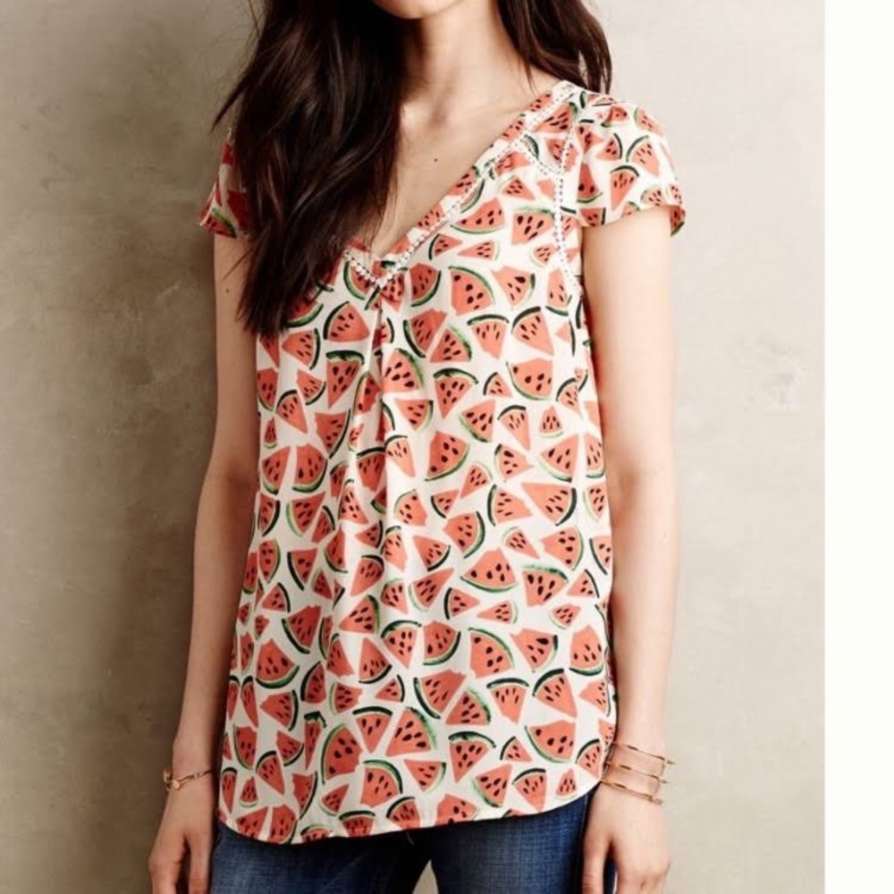 Anthropologie Maeve Watermelon print top